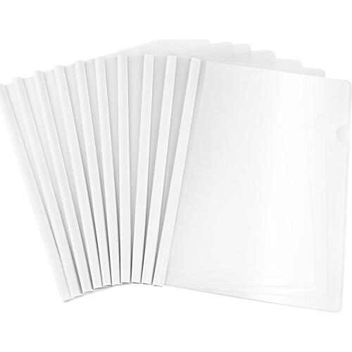 YeahiBaby 10pcs Transparent File Folder Sliding Bar Report Covers for A4 Report Display Cover Organizer Binder (White