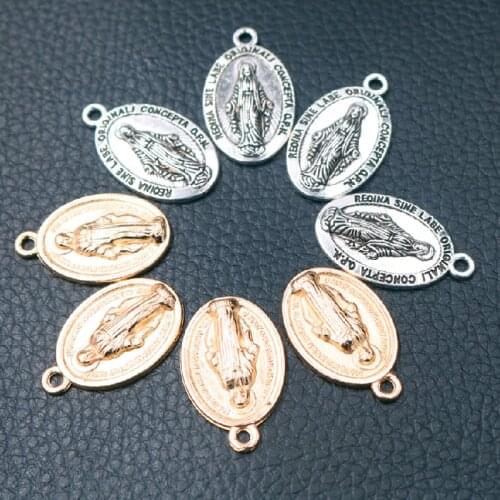 12pcs Silve Color/Gold Catholic Virgin Mary Pendants Necklace Bracelet Accessories DIY Charms Christian Jewelry Crafts Findings