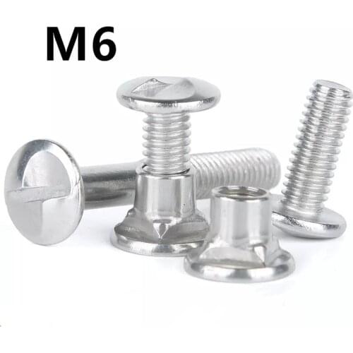 20PCS M6x16/20/25/30/35/40/45/50/85mm 201stainless steel S-type guardrail special screw anti-theft nut one-way anti-theft screw
