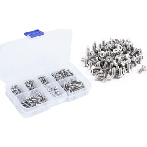 230Pcs M3 Stainless Steel Hex Hex Drive Button Head Socket Cap Bolts Screws Nuts Assortment Kit & 100Pcs 304HC Stainless Steel H