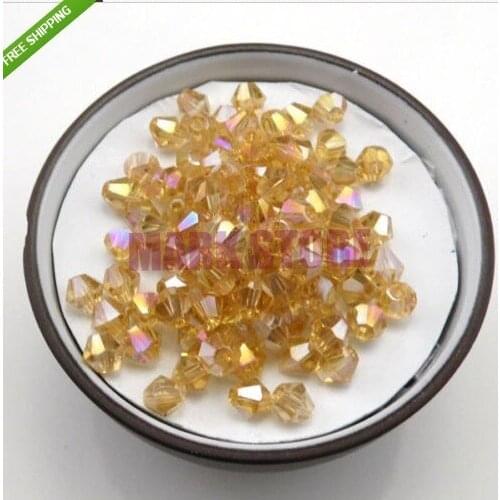 4MM Light Brown AB Coating Bicone Crystal Bead Crystal Pendant, Glass Loose Bead,Hole Through Beads, 1200Pcs/Lot Free Shipping