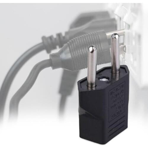 US to EU Adapter Compact Safe ABS Black Power Plug Converter for Wall Power