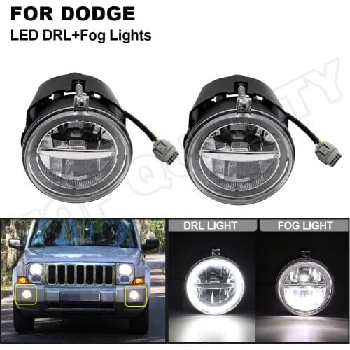 Car Front LED DRL Daytime Running Light Fog Lamp Assembly For Jeep Grand Cherokee Commander Chrysler 300 Dodge Dakota Fog Light