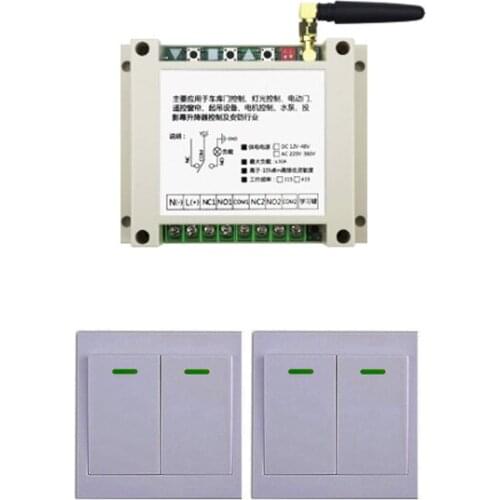 DC12V 24V 36V 48V 2CH Wireless Remote Control Switch Receiver + 2*Wall Panel Remote Transmitter Sticky Remote Smart Home Switch