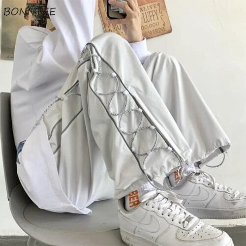 Pants Women Oversize Couple Unisex Hip Hop Summer Ins Thin Joggers All-match Korean Style High Street Casual Side Stripe Mujer