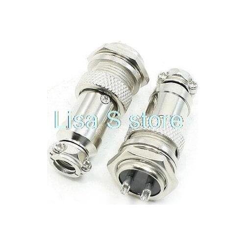 Quick Free Delivery 2 pin Aviation Plug Connector GX16-2 16mm Dia. Metal Aviation Connectors Plugs Silver 400V 5A 3PCS/lots