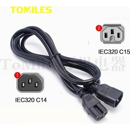 C14-C15,IEC320 C14 Male Plug To IEC320 C15 Female Power Extension Cable Cord 3 * 1.5 square Recess Server Switch 1m/1.5m/3m