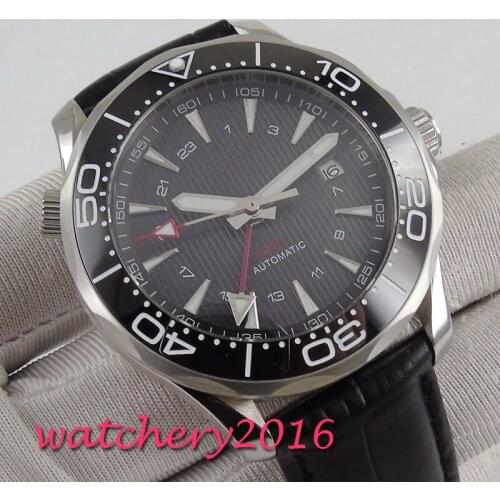 41mm bliger black sterile dial ceramic bezel gmt sapphire glass date Top Brand Luxury Automatic Movement mens watch