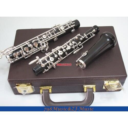 Grenadilla Black Wooden Body Oboe Silver Plated C Key With Case-Semi-Automatic