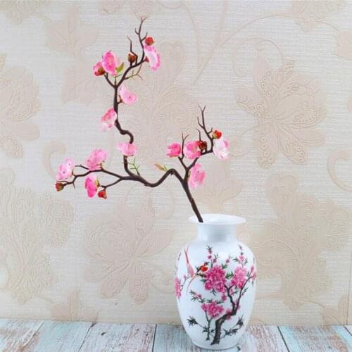 Plum Cherry Blossoms Artificial Silk Flowers Flores Sakura Tree Branches Home Table Living Room Decor DIY Wedding Decoration