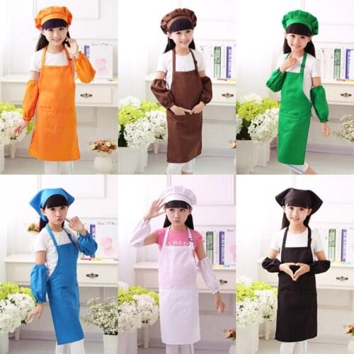 12Colors Baby Girls Chef Uniform Cook Apron Clothing Baking Drawing Painting Waterproof for Boys Apron Costumes Set