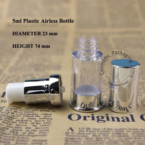 50pcs/lot 5ml Bright Silvery Airless Spray Bottle Plastic 1/2OZ Cosmetic Perfume Container Packaging Lotion Pump Spray