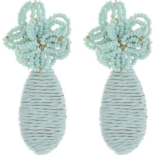 Jacoso Newest Za Drop Earrings For Women Hand Made Line Winding Flower Beads Drop Trendy Earrings Jewelry For Lady Birthday Gift