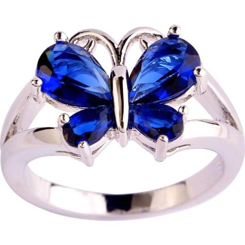 Butterfly Zircon Ring Red Green Blue Blue Pink Green Stone Wedding Bands Women Jewelry