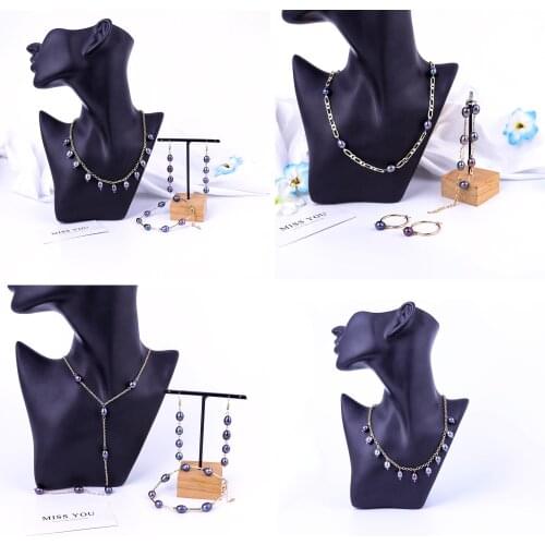 Cring Coco Freshwater Pearl Jewelry Sets Fashion Hawaiian Polynesian Hoop Earrings Necklaces Bracelet Set New Wedding for Women