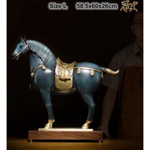 "Royal Tang Dynasty Horse" Animal Statue Living Room Copper Handicrafts Chinese Furnishing Articles Office Ornaments Decoration