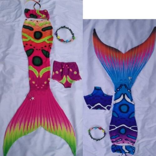 7 Pieces Girls Mermaid Tails For Swimming Costume Kids Zeemeerminstaart Cola De Sirena Cauda De Sereia Mermaid Swimwear Monofin