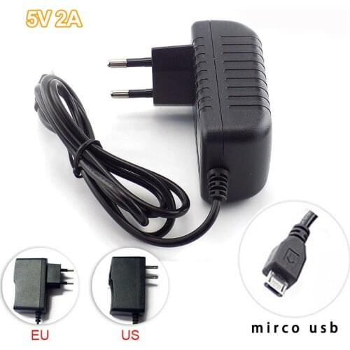 Micro USB Camera Power Supply Adapter AC to DC 5V 2A 2000mA Converter Output for CCTV Iuput 100-240V US/EU Plug W17