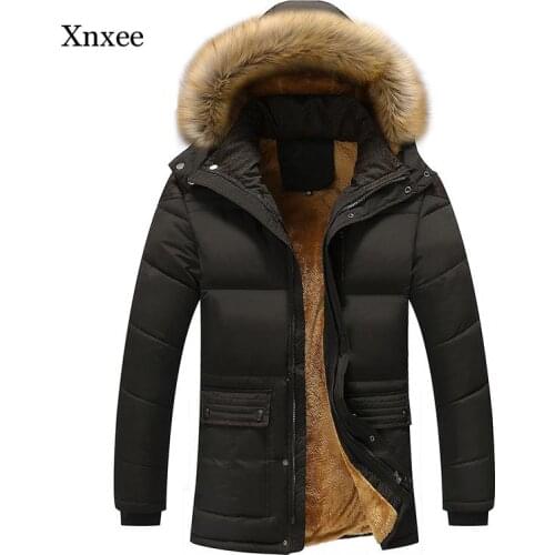 Winter Parkas Men Collar Warm Thick Cotton Multi-Pocket Hooded Parkas Mens Casual Warm Coats Outwear Plus Size Overcoat