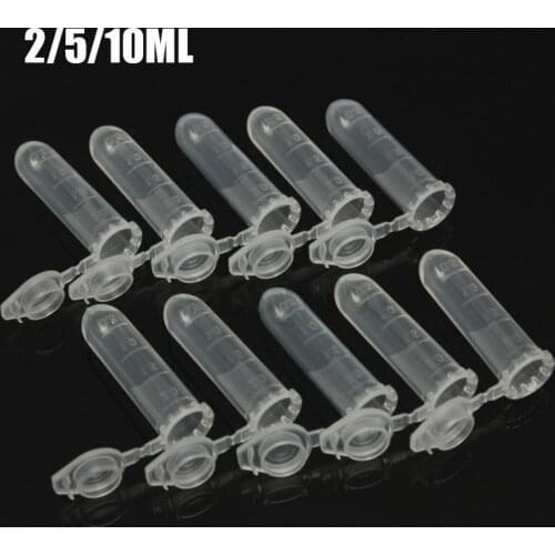 Brand New 2/5/10ML Plastic round bottom centrifuge tube with lid ,Scale Tube Press Covers Seed Bottle Lab Supplies 25/50PCS