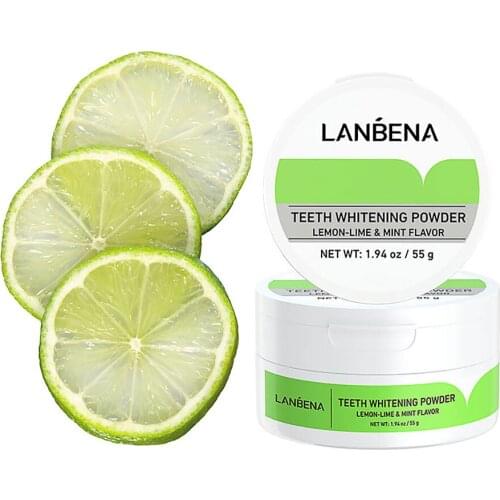 55g Lemon Lime Teeth Whitening Powder Remove Stains Brightening Whiten Yellow Teeth Keep Mouth Healthy Deep Cleansing Teeth Care