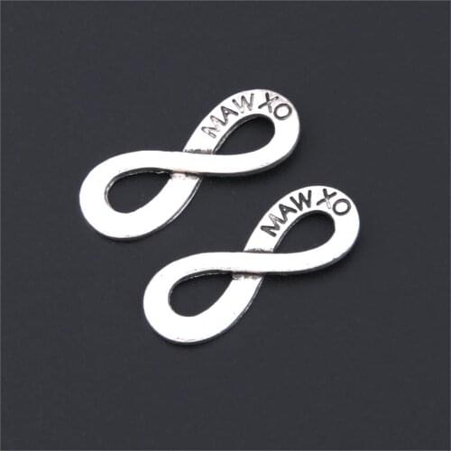 15Pcs Silver Color Minimalism Eight Shaped Charms Making Eternal Love Bracelet For Lovers Earrings Jewelry 24x9mm A3196