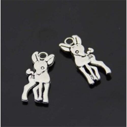 RONGQING 400pcs/lot Cute Cartoon Bambi Deer Pendant Charms 7x17mm Antique Silver Animal Charms for Jewelry Making DIY