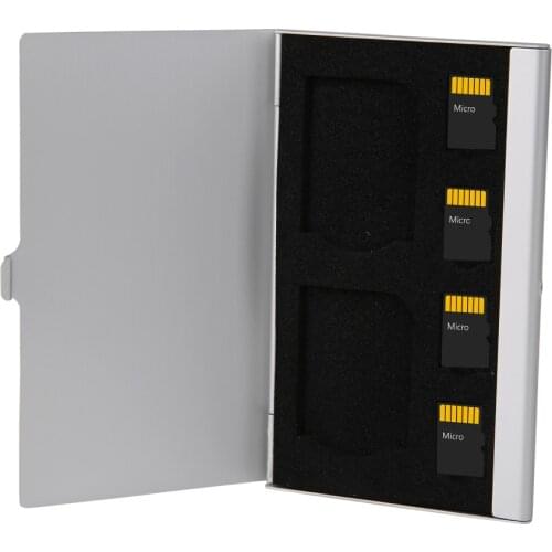 Silver 6 slots Memory Cards Holder Monolayer Aluminum 2 SD+ 4TF Micro SD Cards Pin StorageBox Case Protector