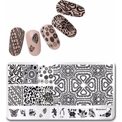 1P Maya Theme Nail Art Stamp Template Shoe Prints Butterfly Patterns Manicure Stamping Image Plate Tool Mezerdoo7
