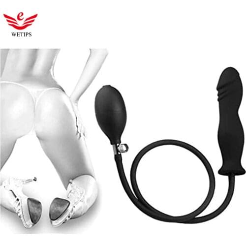 Silicone Inflatable Buttplug Anal Expander Ducha Dilatador Anal Inflable Enema Nozzle Anus Enlarger Anal Inflatable Enema Plug