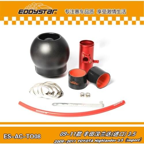 EDDYSTAR Bomb High Flow Carbon fiber air intake Filter SYSTEM with Fixed Clamps for 2009~2011 TOYOTA Highlander 3.5