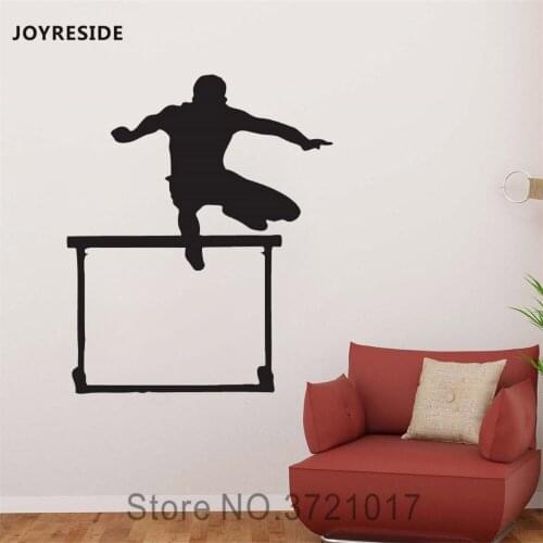 JOYRESIDE Sports Running Jumper Wall Hurdler Decals Vinyl Sticker Design Home Decor Boys Room Living Room Bedroom Mural A1679