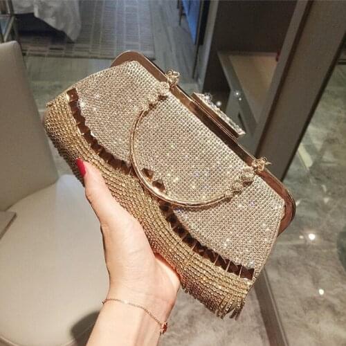 Rhinestone Tassel Evening Clutch Bags Women Fashion Chain Shoulder Bag Diamond Crystal Evening Party handbags And Wedding Purse