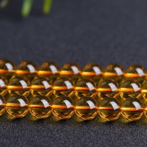 High Quality Yellow Natural Crystal Stone 4/6/8/10/12/14mm Smooth Round Necklace Bracelet Jewelry Loose Beads 38cm wk131