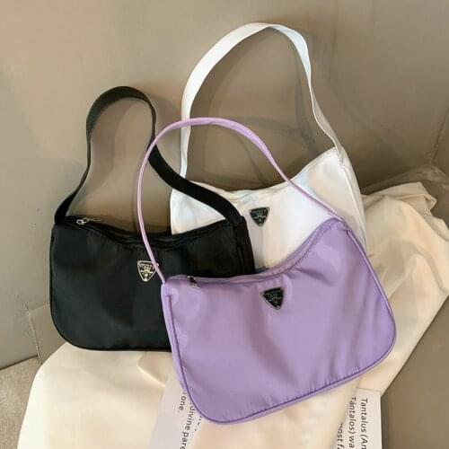 Soft PU Leather Women Purple Underarm Bag Retro Solid Color Ladies Baguette Handbags Fashion Design Girls Small Shoulder Bags