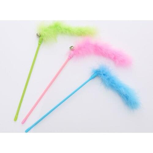 Usd 0.85/pc wholesale turkey feather cat playing toys teaser fishing rod 20pcs/lot