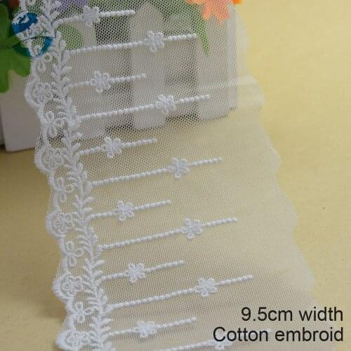 10yards 9.5cm cotton embroid sewing ribbon guipure lace trim or fabric warp knitting DIY Garment Accessories free shipping#2897