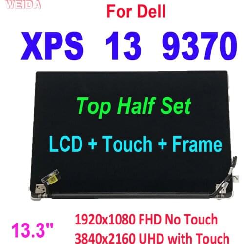 13.3" For Dell XPS 13 9370 P82G001 Top Upper Half Set LED LCD Display Touch Screen Gass Digitizer Hinge Up Complete Assembly