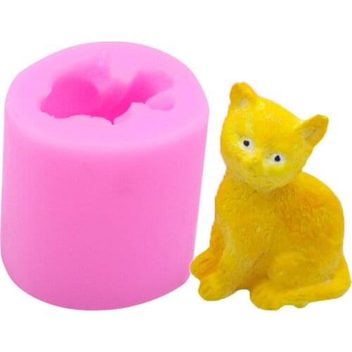 3D Cute Mini Cat Silicone Candle Soap Mold Animal Art Fondant Chocolate Clay Craft Molds Cake Decorating Tool Candle Making Mold