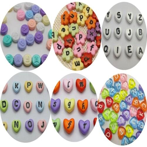 Craft DIY Acrylic Alphabet Letter Beads Various Shape Heart Flower Jewelry Make