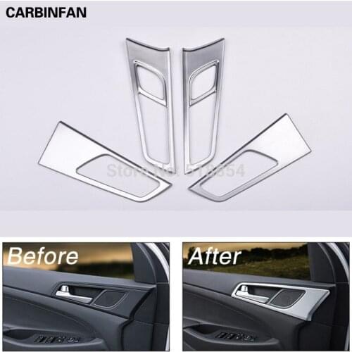 ACCESSORIES FOR HYUNDAI TUCSON TL 2015-2017 CHROME INNER DOOR HANDLE COVER BEZEL GARNISH TRIM INSIDE FRAME BOWL CATCH Sticker