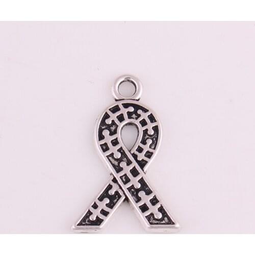 Autism Awareness Pendants With Holes ribbon Charm with Autism Hope Wholesale ID Jewellery antique silver plated
