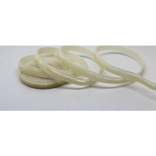 Cream/Ivory 1/4 inch 6mm 20yds/roll velvet ribbon, No elastic Single face nylon webbing