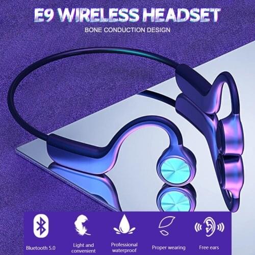 E9 Wireless Bone Conduction Headphones Bluetooth 5.0 Binaural Stereo Bone Headset Waterproof Sports Bluetooth Earphone