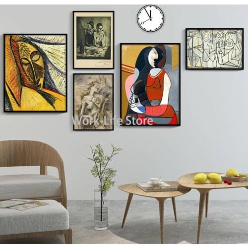 Group Solid geomet Seated Woman Le Repas frugal Head of Sleeping Woman Pablo Picass Classic Art Print Wall Art Canvas Painting