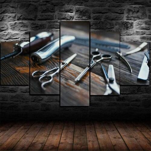 No Framed Canvas 5Pcs Haircut Tools Hair Salon Beauty Wall Art Posters Pictures Paintings Home Decor for Living Room Decoration