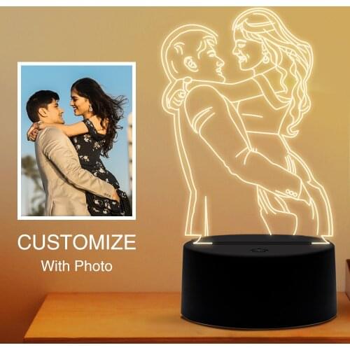 Photo/Text Personalized Customized 3D Night Light 7 colors LED Lamp custom Lights for Christmas Wedding Mothers day Gift