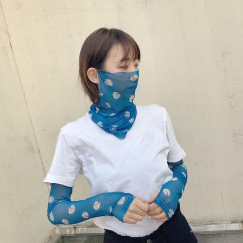 Summer Fashion Printing Nymph Outdoors Ice Sleeves Sports Sun Shade Breathable Women Sun Protection Sleeves Girl Veil Mask
