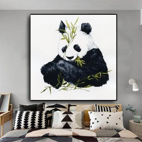 Cute Cartoon Panda Posters and Prints Animals Canvas Painting Nursery Baby Room Wall Art Picture for Living Room Home Decoration