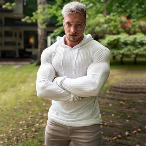 Brand Mens Hooded Casual Long Sleeve Sweaters Spring Autumn Pullovers T Shirt Simple Clothing Slim Loose Male Sports T Shirts